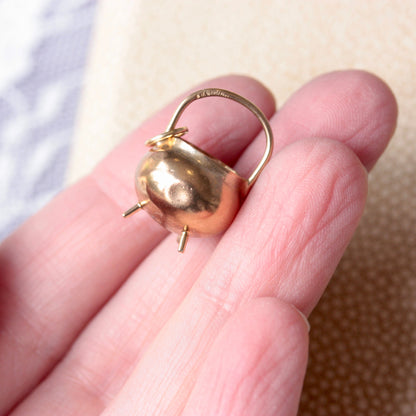 Vintage 9ct Gold Witches Cauldron Charm / Pendant, 1970