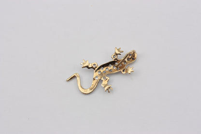 Late Vintage 9ct Gold CZ Lizard Slider Pendant