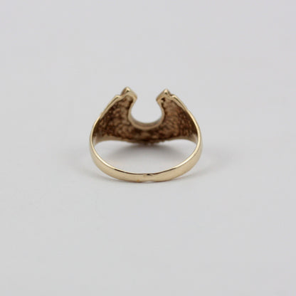 Vintage 9ct Gold Textured Horseshoe Ring, 1980