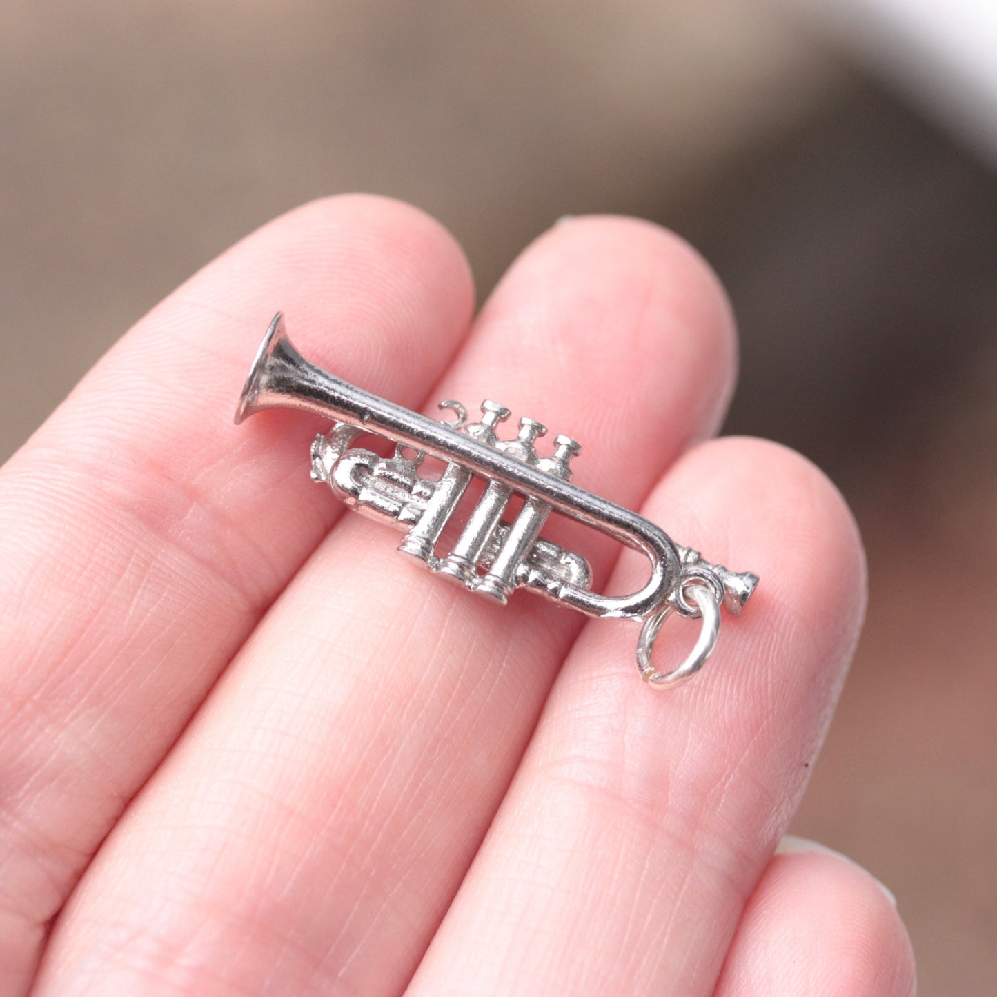 Original Vintage Silver Trumpet Charm