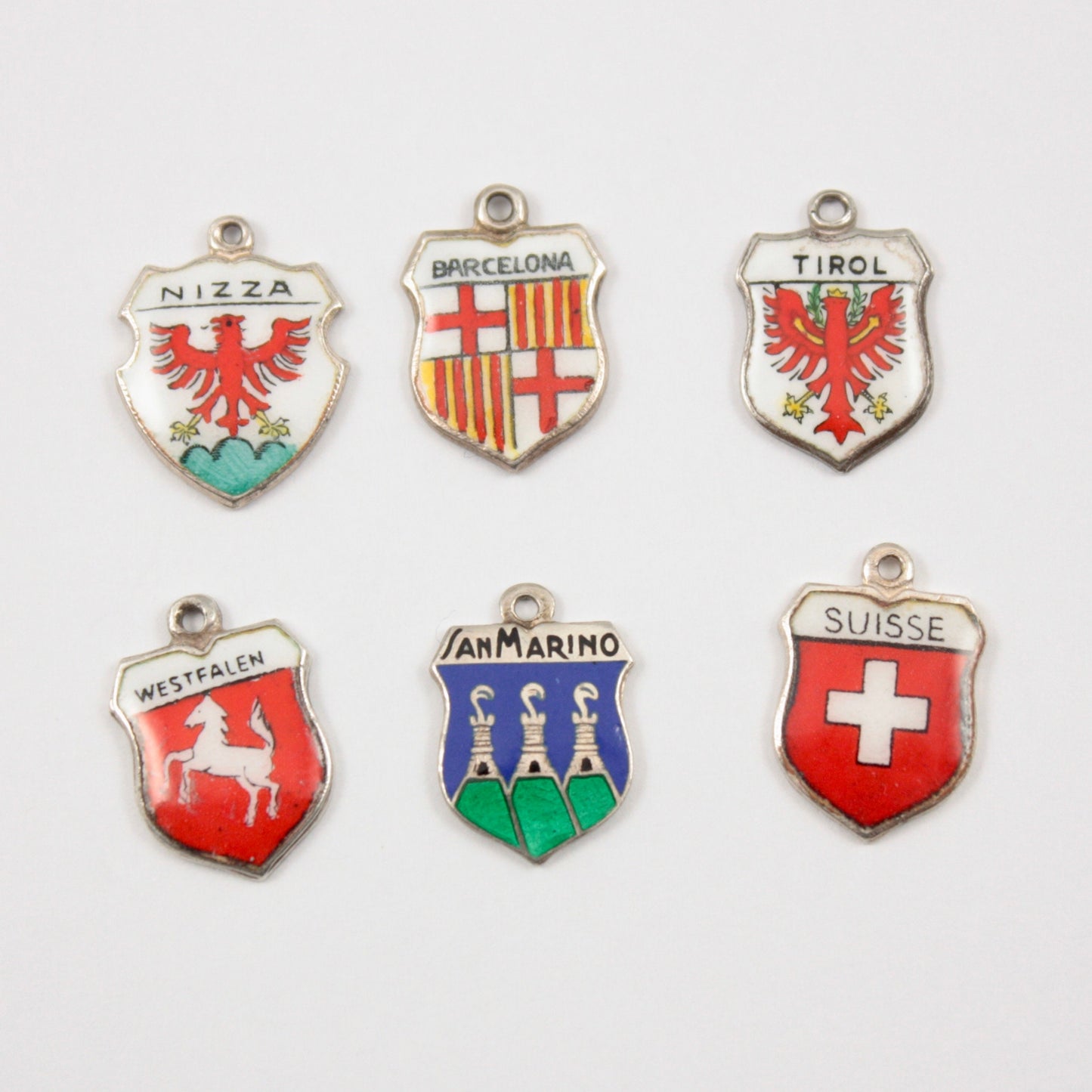 Vintage Silver Travel Shield Charms