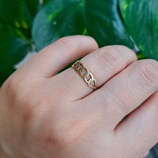 vintage 9ct gold chain link ring
