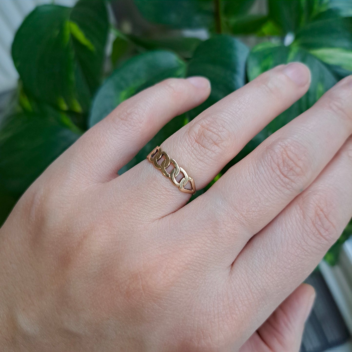Vintage 9ct Gold Chain Link Style Ring, c1980s