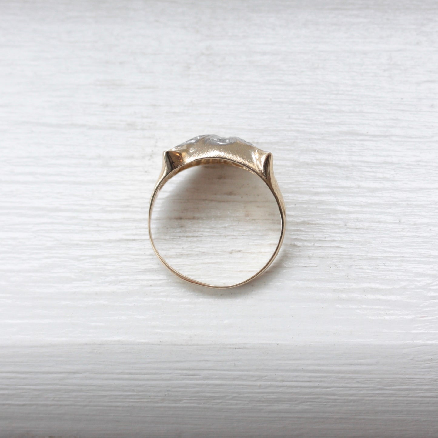 Vintage 9ct Gold Cat Ring with Diamonds and Emerald Eyes, 1989