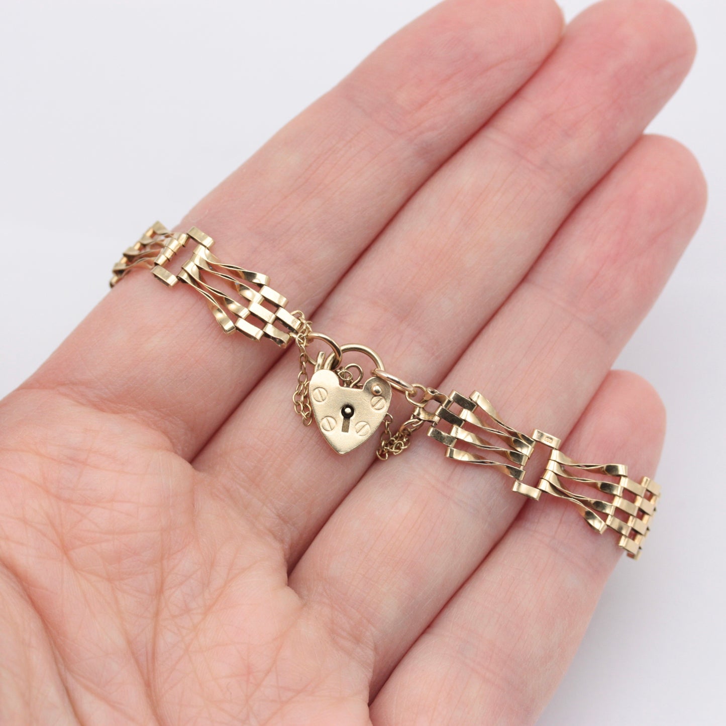 Vintage 9ct Gold Fancy Link Gate Bracelet, 1983