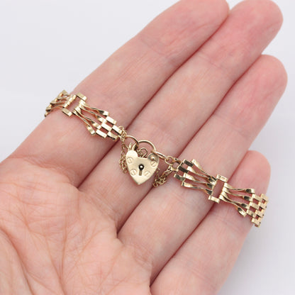 Vintage 9ct Gold Fancy Link Gate Bracelet, 1983