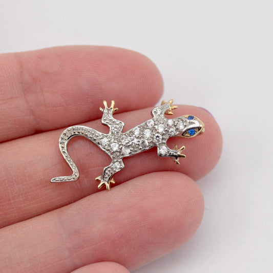 Pre-owned 9ct Gold CZ Lizard Slider Pendant 