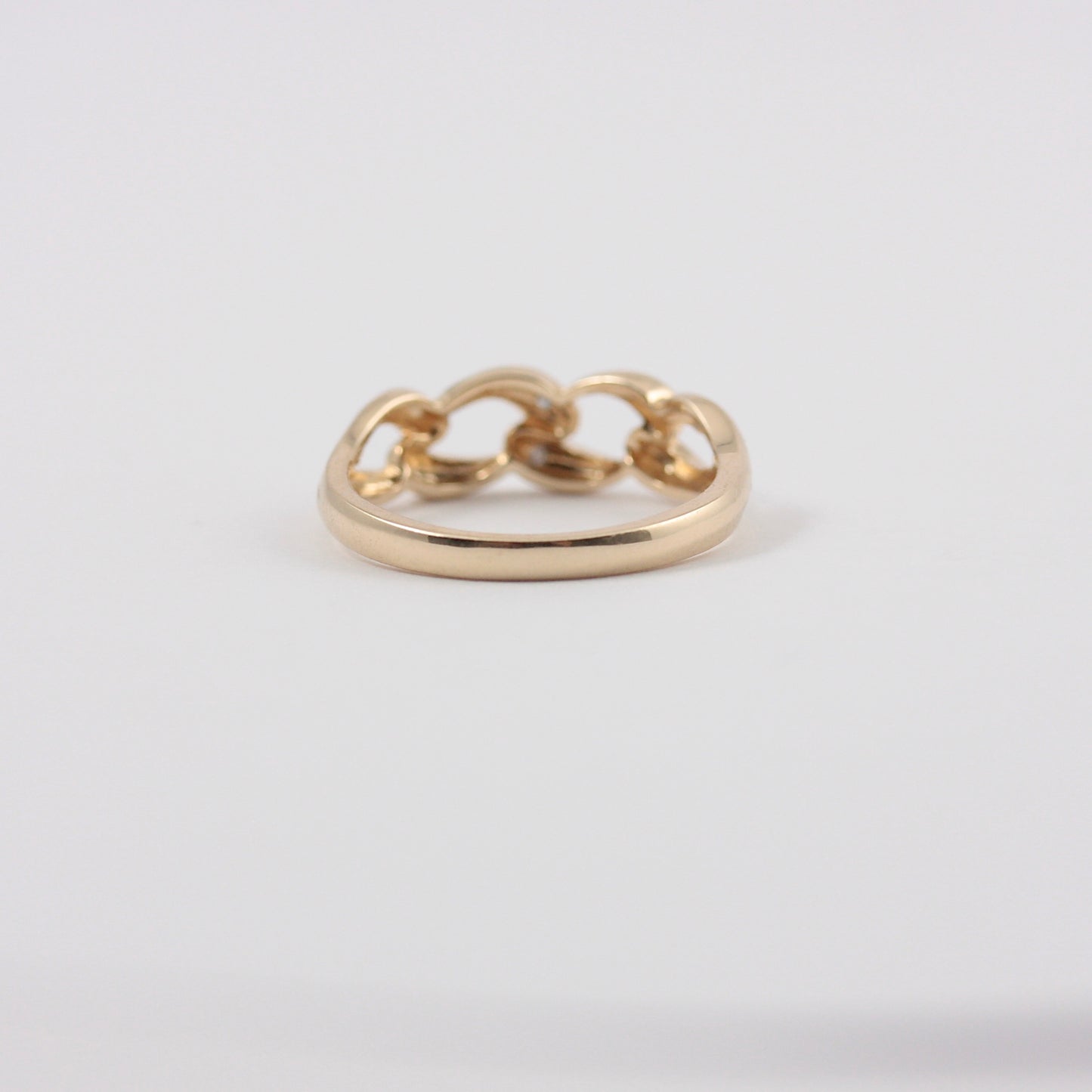 Pre-owned 9ct Gold Diamond Curb Chain Ring