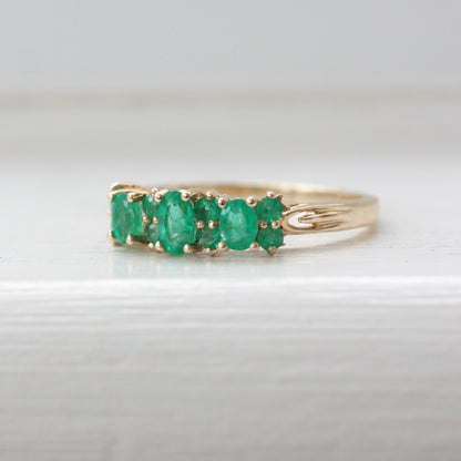 Vintage 9ct Yellow Gold Emerald Multi Stone Ring, 1999