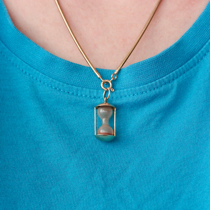 Vintage 9ct Gold Hourglass Sand Timer Charm, 1964