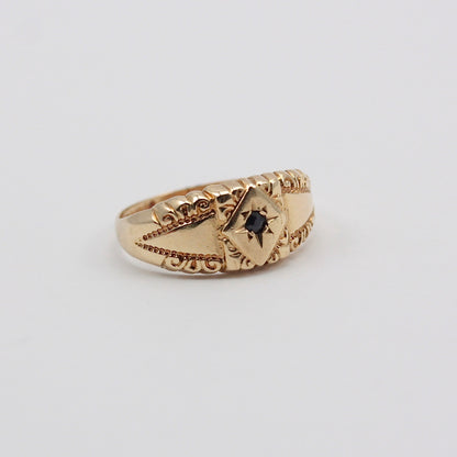 Vintage 9ct Gold Star Set Sapphire Solitaire Band Ring, 1979