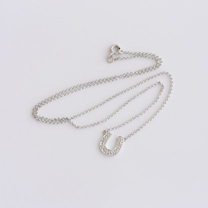 Late Vintage 9ct White Gold Diamond Horseshoe Necklace, 16 inches