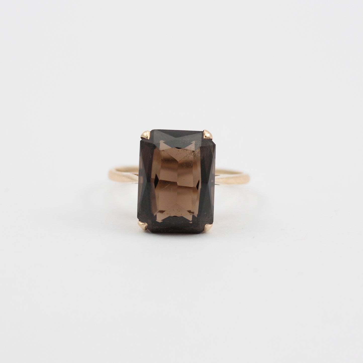 Vintage 9ct Gold Smoky Quartz Cocktail Ring, 1966