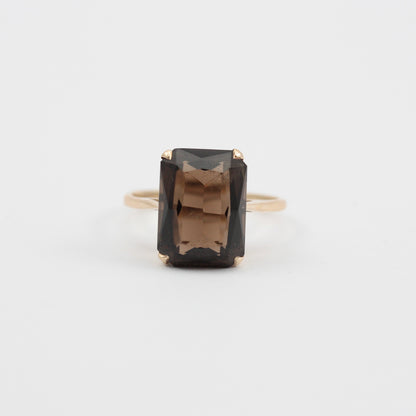 Vintage 9ct Gold Smoky Quartz Cocktail Ring, 1966