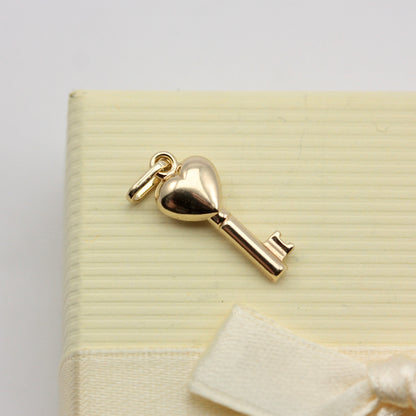 Small Puffy 9ct Gold Heart Key Charm
