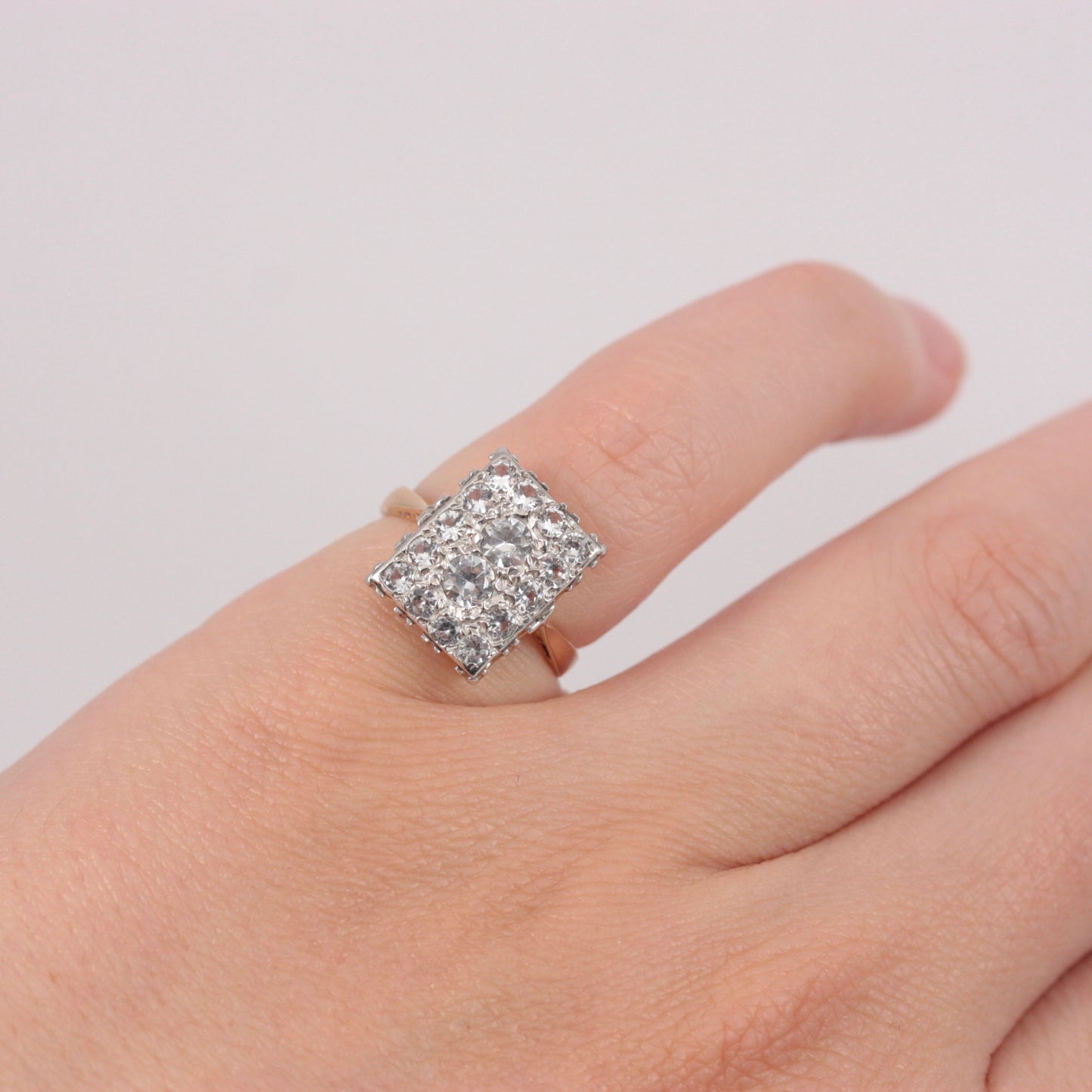 Art Deco 9ct Gold Rock Crystal Plaque Ring