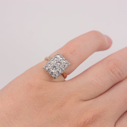 Art Deco 9ct Gold Rock Crystal Plaque Ring