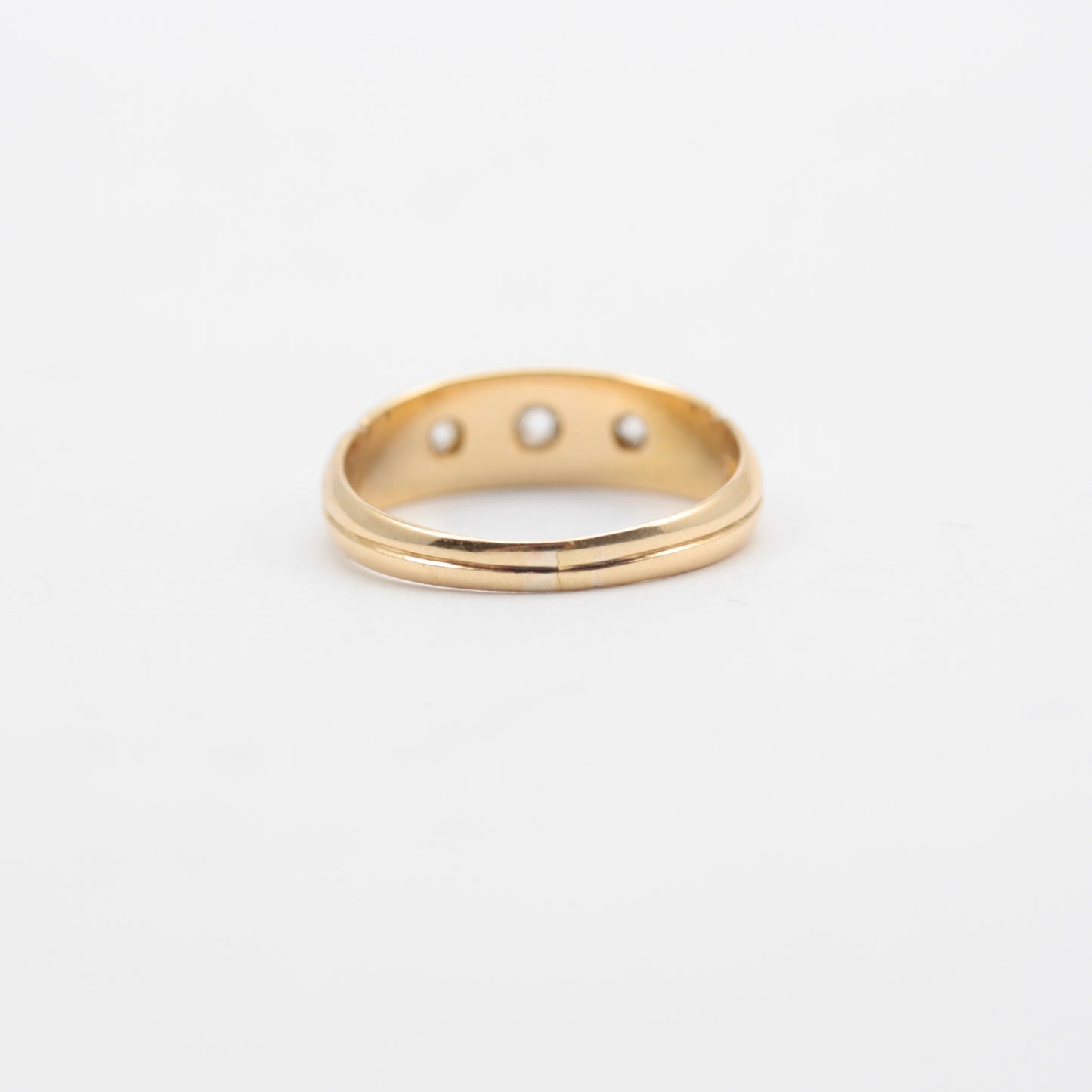 Antique 18ct Gold Star Set Diamond Three Stone Ring, 1892