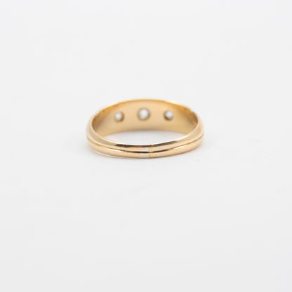 Antique 18ct Gold Star Set Diamond Three Stone Ring, 1892