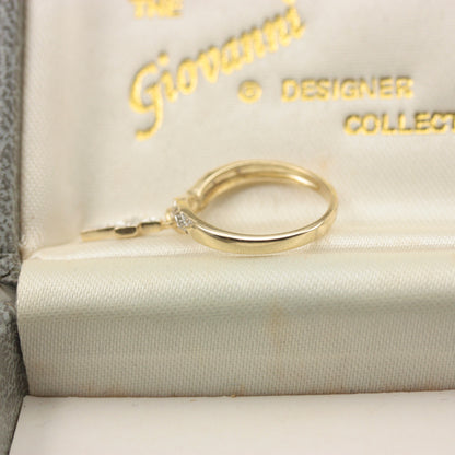 Pre-owned 9ct Gold Diamond Dangle Cross Charm Ring