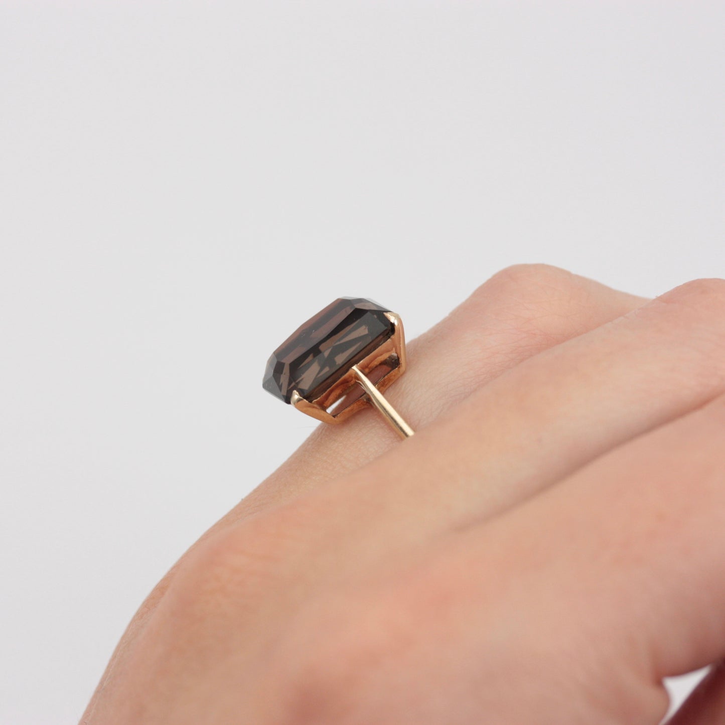 Vintage 9ct Gold Smoky Quartz Cocktail Ring, 1966