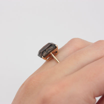 Vintage 9ct Gold Smoky Quartz Cocktail Ring, 1966