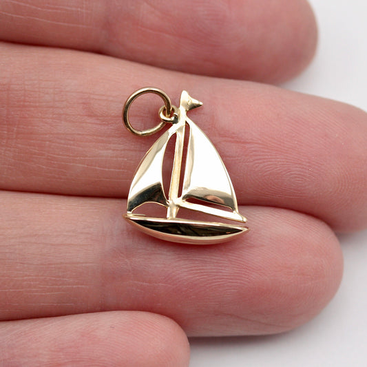 Vintage 9ct Gold Sailboat Charm, 1978