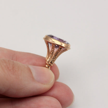Vintage 9ct Gold and Amethyst Fob Style Pendant, 1992