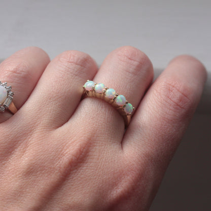 Pre-owned 9ct Gold Lab Created Opal 5 Stone Ring, 2005