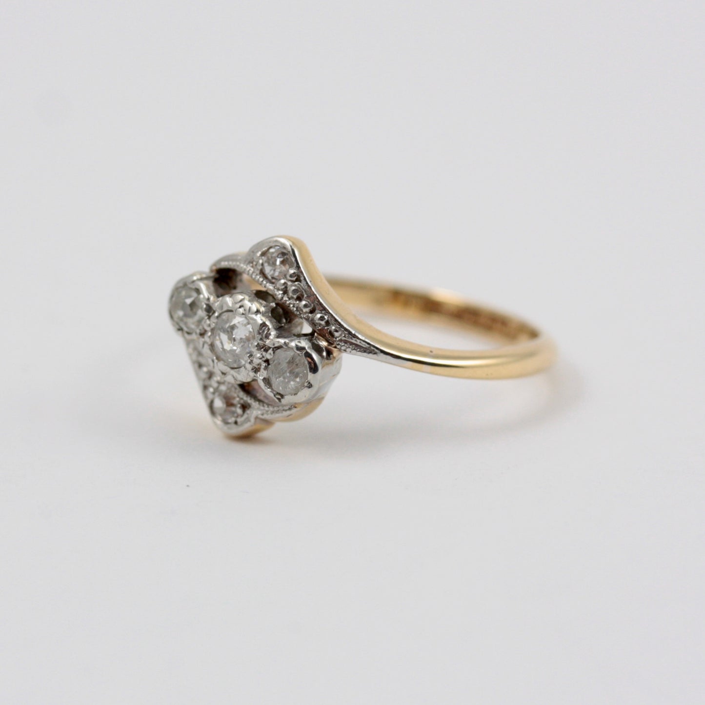 Vintage 18ct Gold and Platinum Diamond Crossover Ring