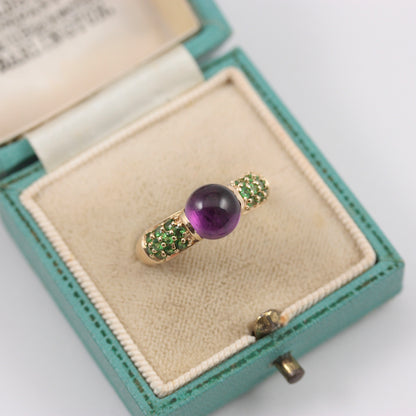 Pre-owned 9ct Gold Amethyst and Tsavorite Garnet Ring, Sunday's Child