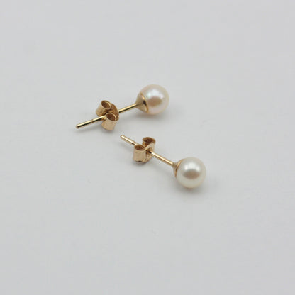 Vintage 9ct Gold 4mm Freshwater Pearl Stud Earrings, 1980s