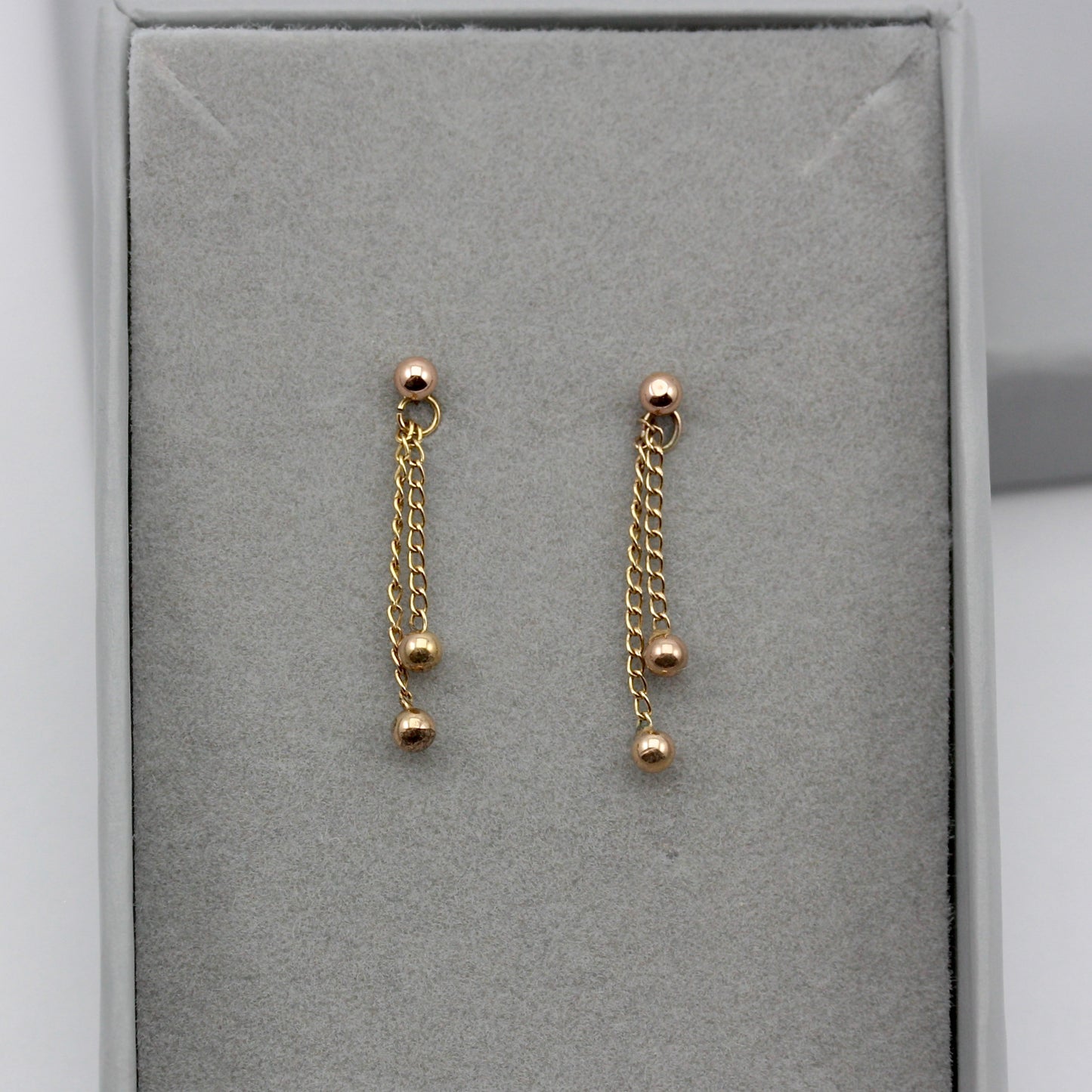 Dainty Vintage 9ct Gold Double Chain Tassel Earrings, 1980s