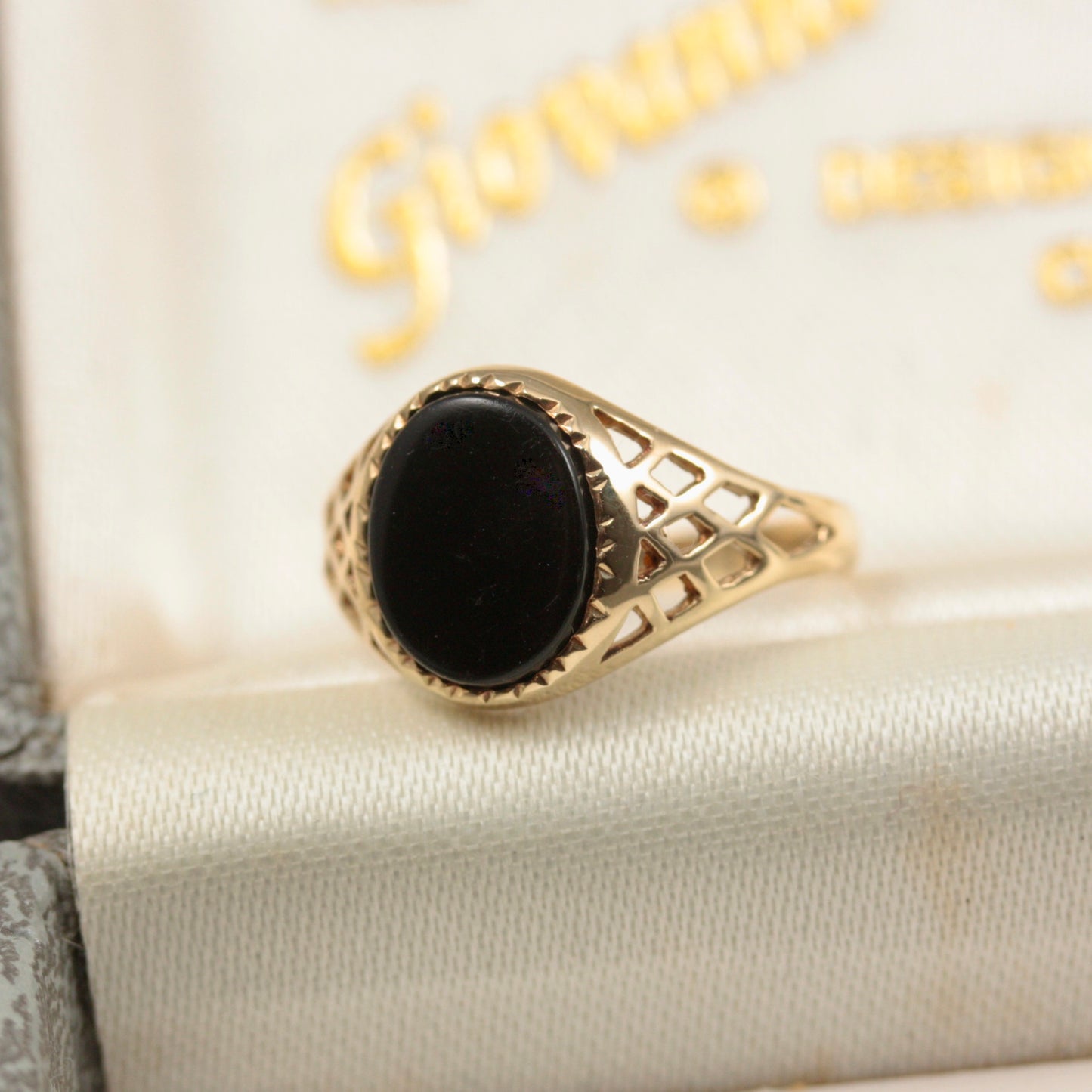 Vintage 9ct Gold Oval Black Onyx Signet Ring, 1996