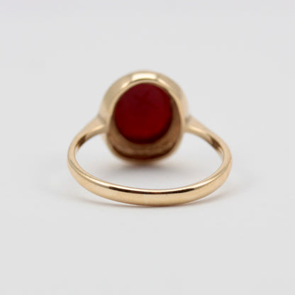 Vintage 9ct Gold Carnelian Scarab Beetle Ring, 1972