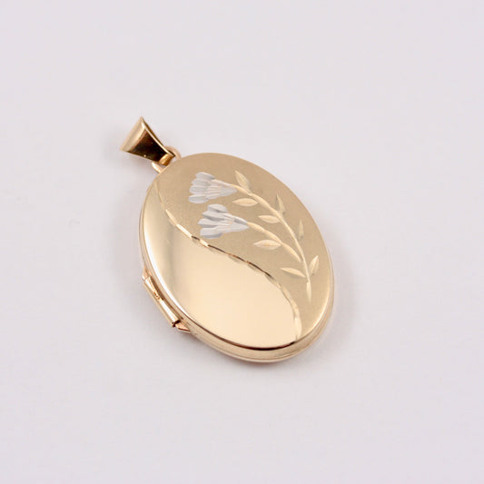 solid 9ct gold floral locket 3g