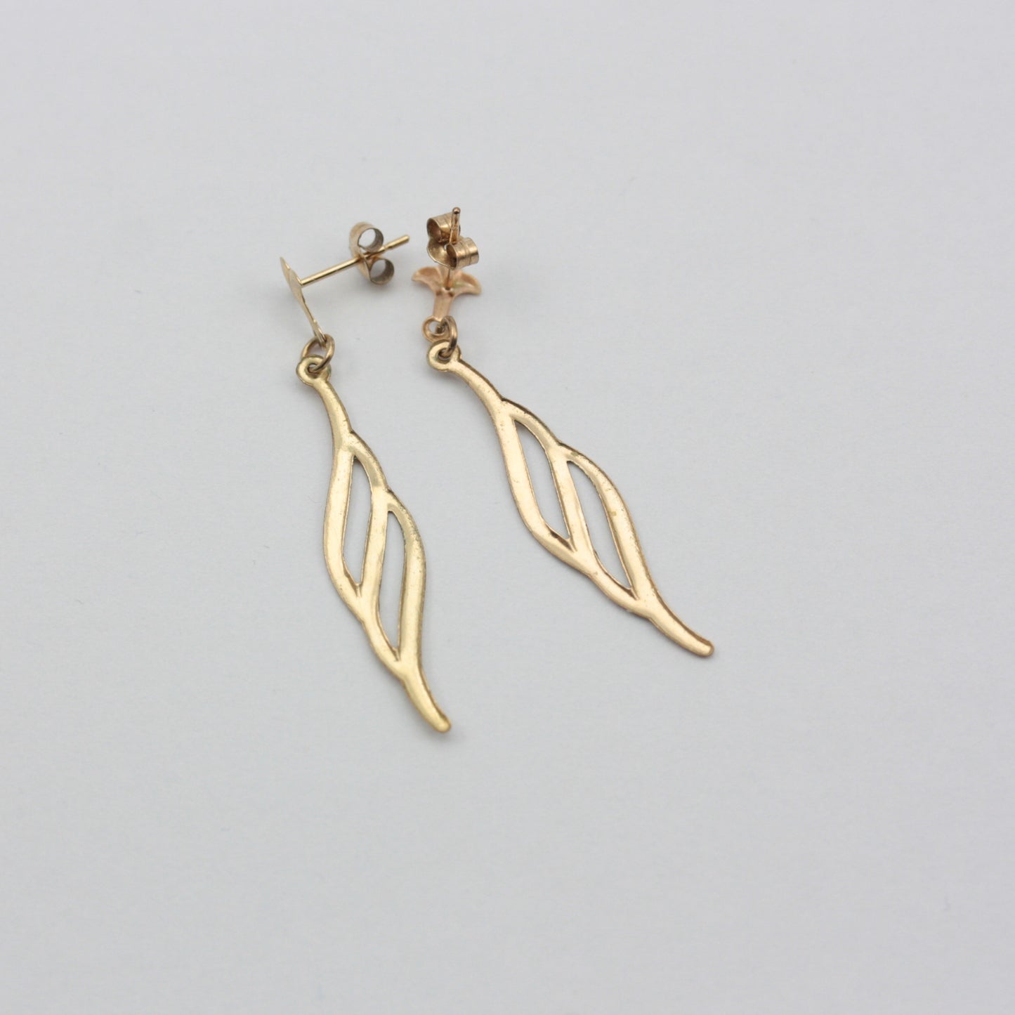 Vintage 9ct Gold Fleur De Lis Topped Dangle Earrings, 1980s
