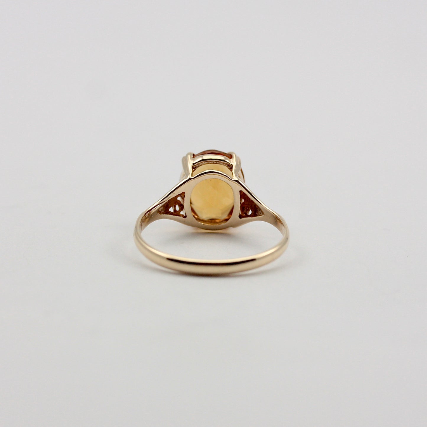 Vintage 9ct Gold Oval Citrine Solitaire Ring, 1969