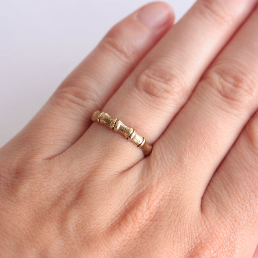 Vintage 9ct Gold Bamboo Ring, 1978
