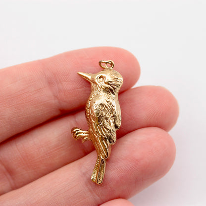 Vintage 9ct Gold Woodpecker Charm, 1961