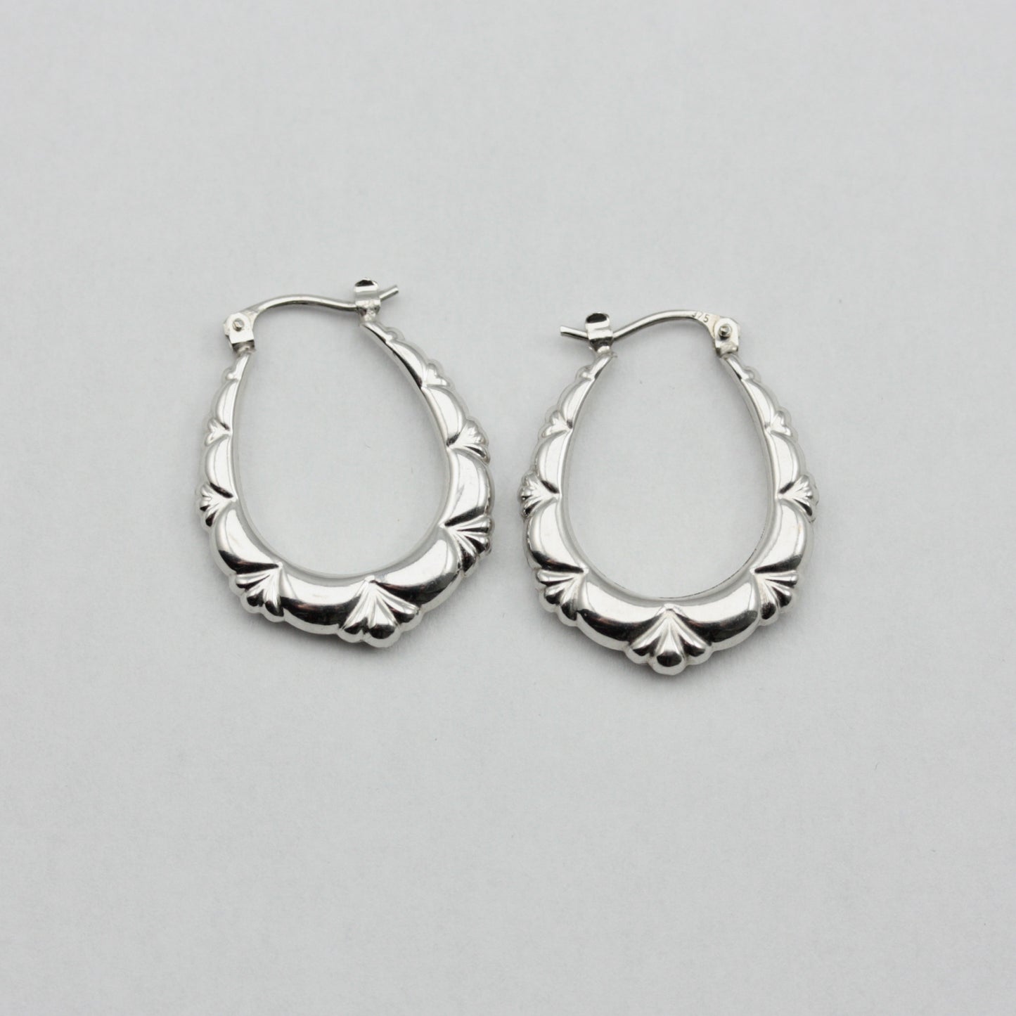 pre-owned 9ct white gold creole hoop earrings