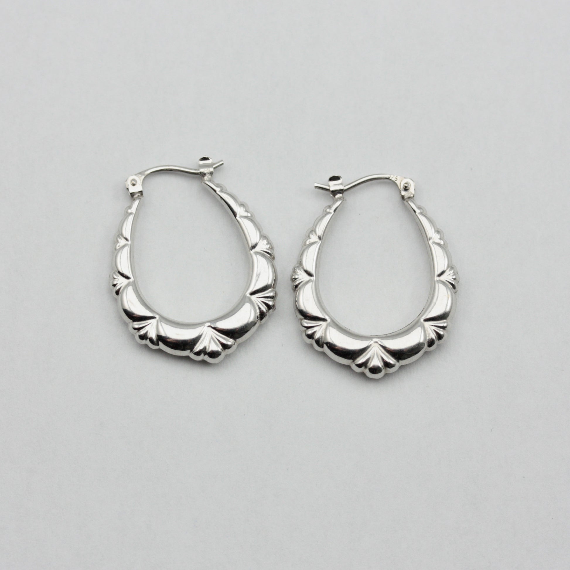 pre-owned 9ct white gold creole hoop earrings