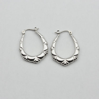 pre-owned 9ct white gold creole hoop earrings