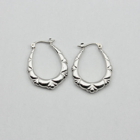 pre-owned 9ct white gold creole hoop earrings
