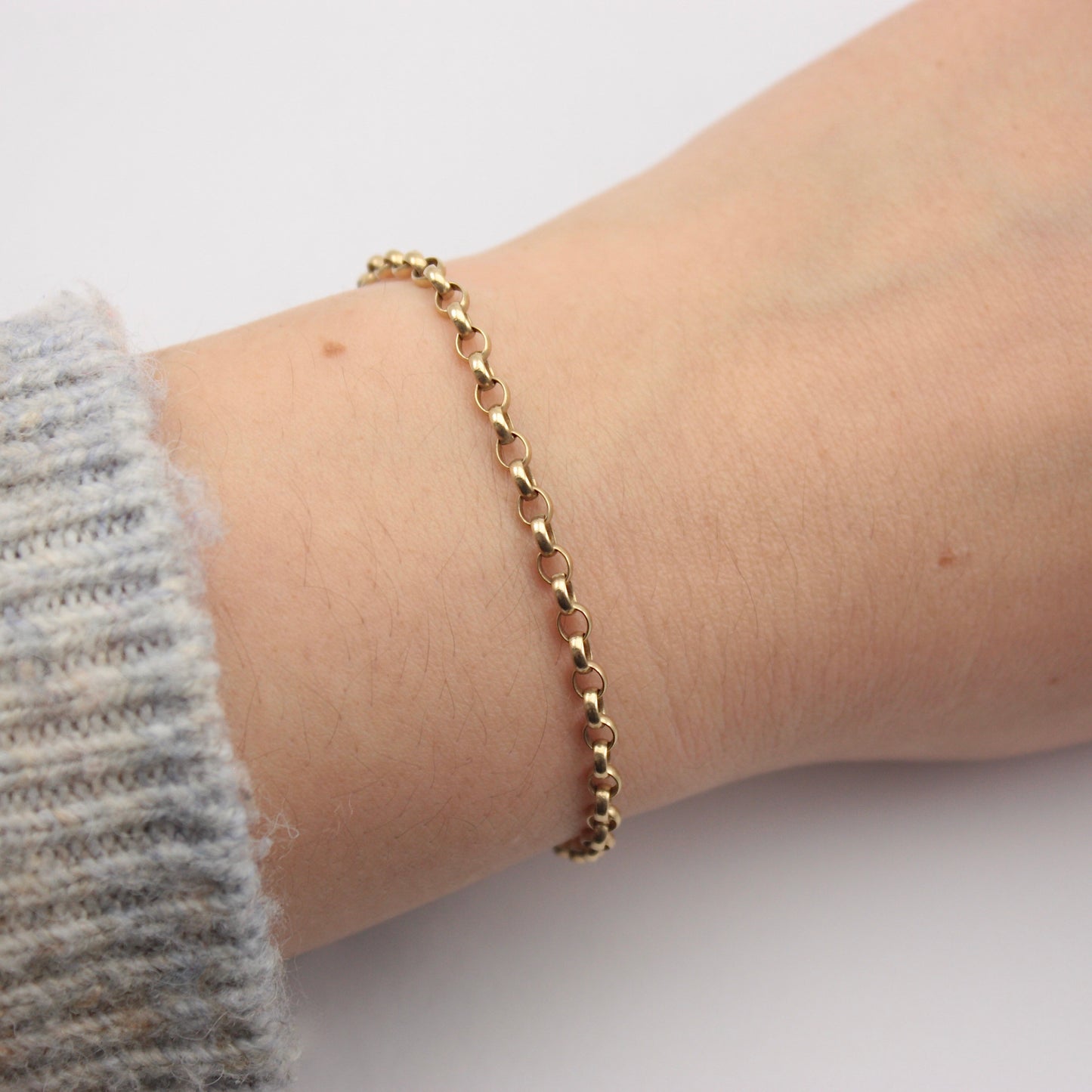 Vintage 9ct Gold Oval Belcher Chain Bracelet, 6.75 inches, 3.2g