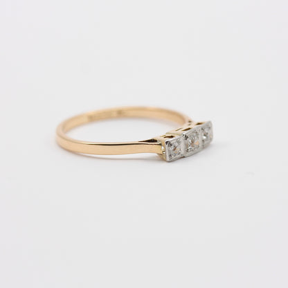 Art Deco 18ct Gold Platinum & Diamond Three Stone Ring