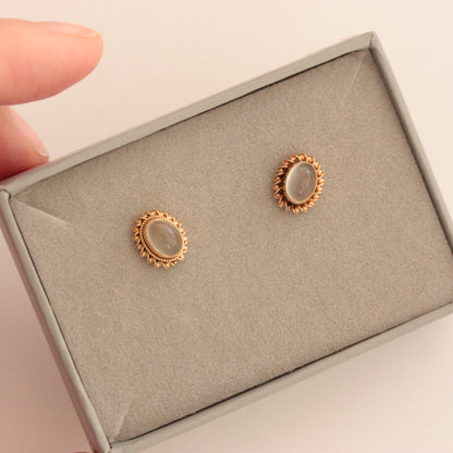 white moonstone stud earrings