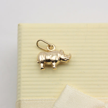 Tiny Puffy 9ct Gold Rhino Charm