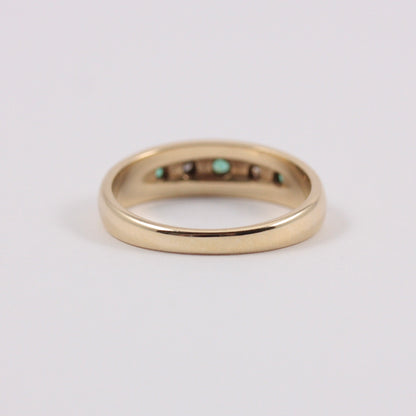 Vintage 9ct Gold Emerald & Diamond Gypsy Ring, 1979