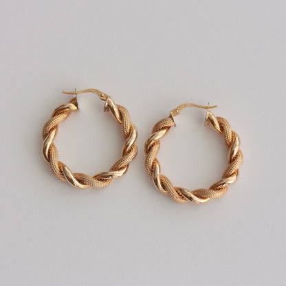 Pre-owned 9ct Gold Rope Twist Hoop Earrings, Medium / Large